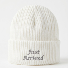 KW107: Baby Embroidered Just Arrived Knitted Hat (Newborn -3 Months)